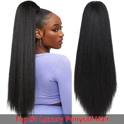 Drawstring Ponytail Kinky Straight Real Human Hair Extension | BGMgirl Hair