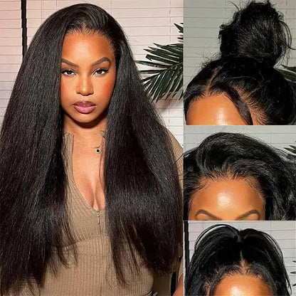 360 Lace Kinky Straight Invisi Draw String Wear Go Wig Pre-Bleached Pre-Cut Lace Glueless Wig | BGMgirl Hair