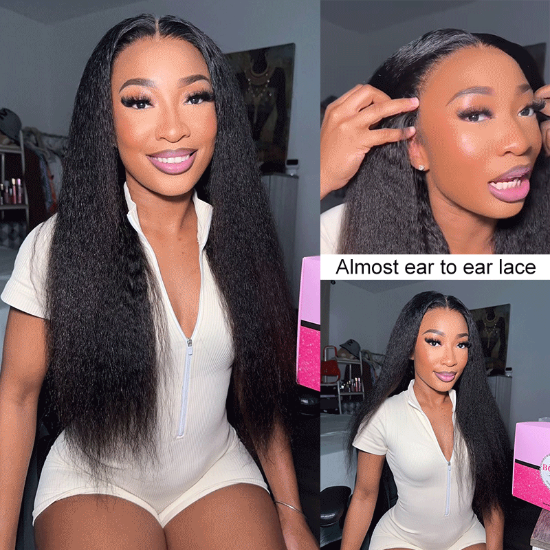 M-cap Kinky Straight / Yaki Straight 9x6 Wear Go Wig HD Lace Pre-Bleached Tiny Knots Glueless Wig | BGMgirl Hair