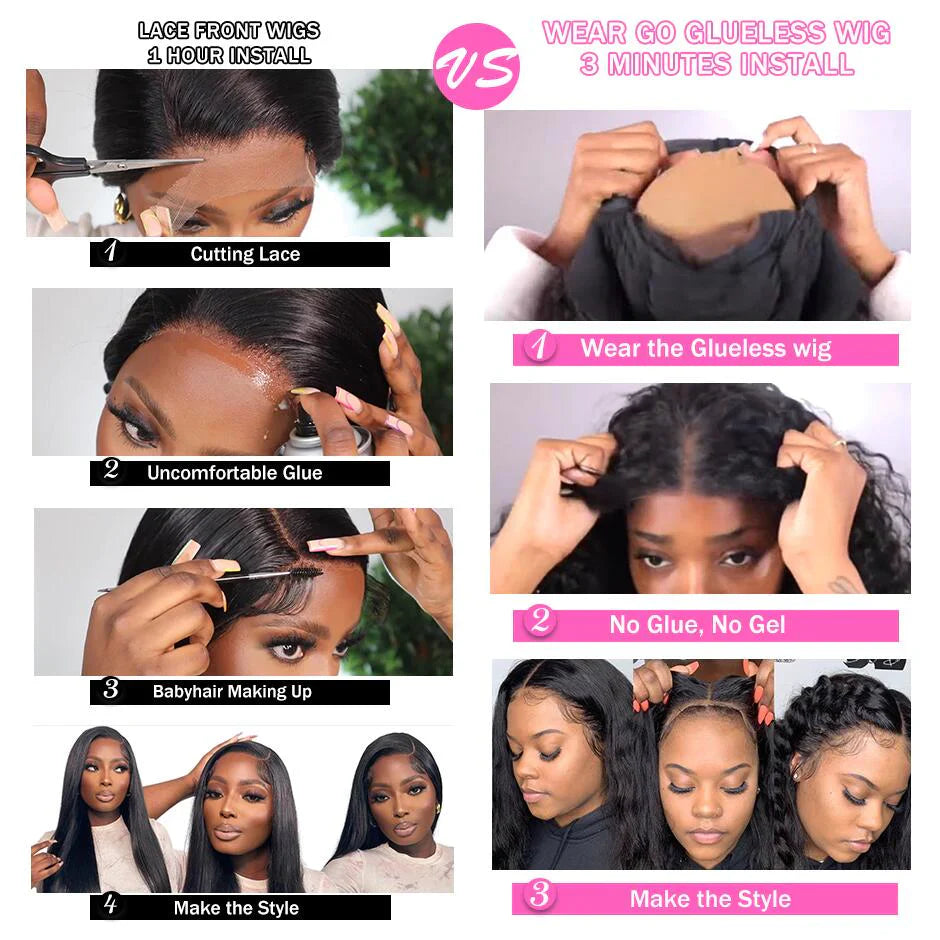 Put On And Go Glueless Lace Closure Wig Pre Cut HD Lace with Natural Hairline Beginner Friendly