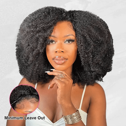 Afro Curly 3 In 1 Half Wig Drawstring Band Wear Go Wig Invisible Hairline BGMgirl Hair