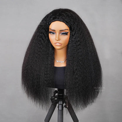 Kinky Straight 3 In 1 Half Wig Drawstring Band Wear Go Wig Invisible Hairline BGMgirl Hair