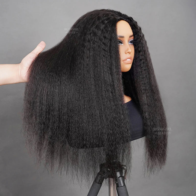 Kinky Straight 3 In 1 Half Wig Drawstring Band Wear Go Wig Invisible Hairline BGMgirl Hair