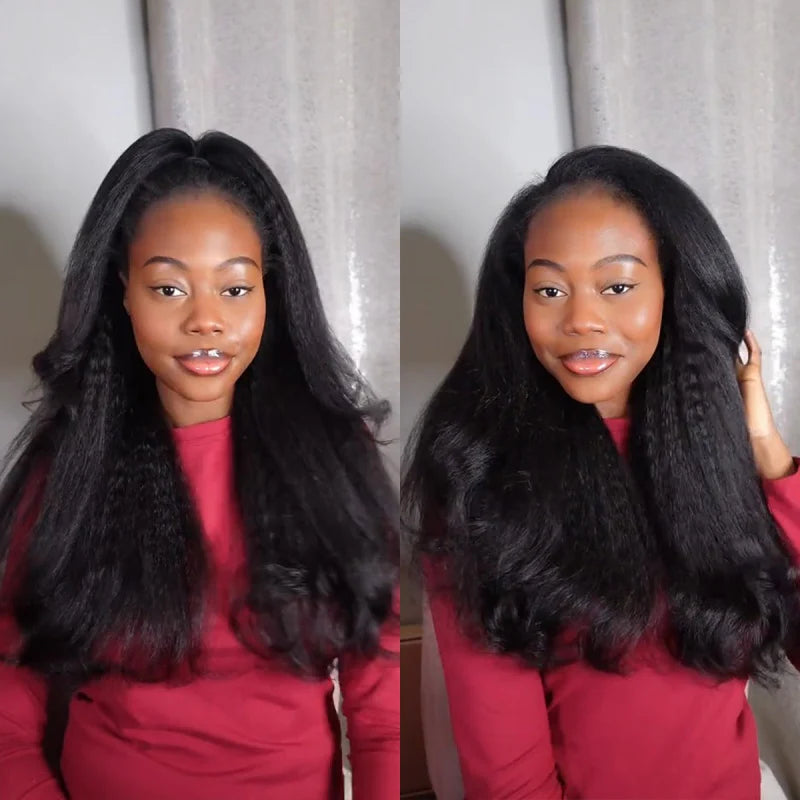 Kinky Straight 3 In 1 Half Wig Drawstring Band Wear Go Wig Invisible Hairline BGMgirl Hair