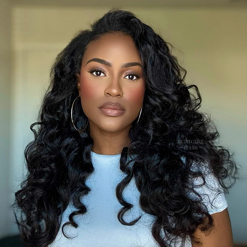 Kinky Straight 3 In 1 Half Wig Drawstring Band Wear Go Wig Invisible Hairline BGMgirl Hair