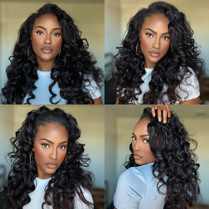 Kinky Straight 3 In 1 Half Wig Drawstring Band Wear Go Wig Invisible Hairline BGMgirl Hair