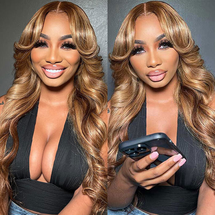 Curtain Bangs Glueless HD Lace Wig Chic Retro Body Wave Human Hair Wigs with Adjustable Strap