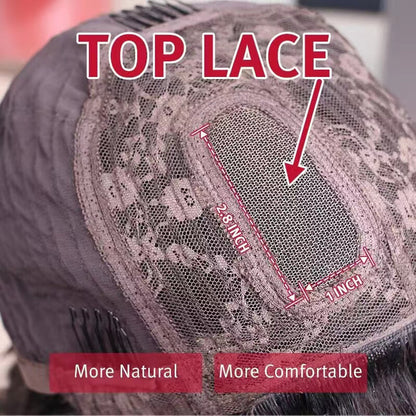 Straight Wig With Bangs Natural Color Top Lace Straight Human Hair Glueless Wig