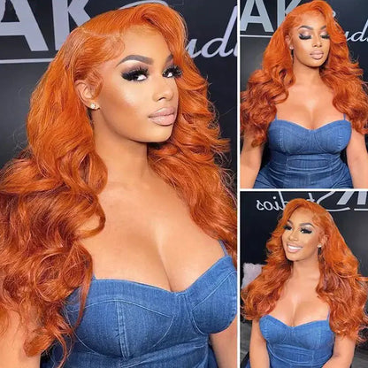 Subella Hair Ginger Color 13x4 HD Lace Front Wig Body Wave Colored Human Hair Wigs