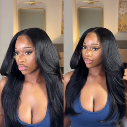 M-cap Kinky Straight / Yaki Straight 9x6 Wear Go Wig HD Lace Pre-Bleached Tiny Knots Glueless Wig | BGMgirl Hair