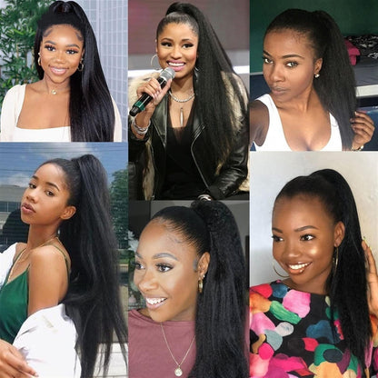 Drawstring Ponytail Kinky Straight Real Human Hair Extension | BGMgirl Hair