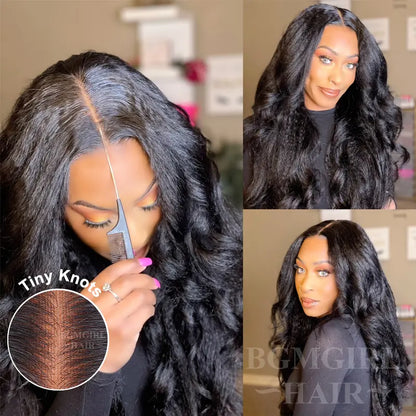 M-cap Kinky Straight / Yaki Straight 9x6 Wear Go Wig HD Lace Pre-Bleached Tiny Knots Glueless Wig | BGMgirl Hair