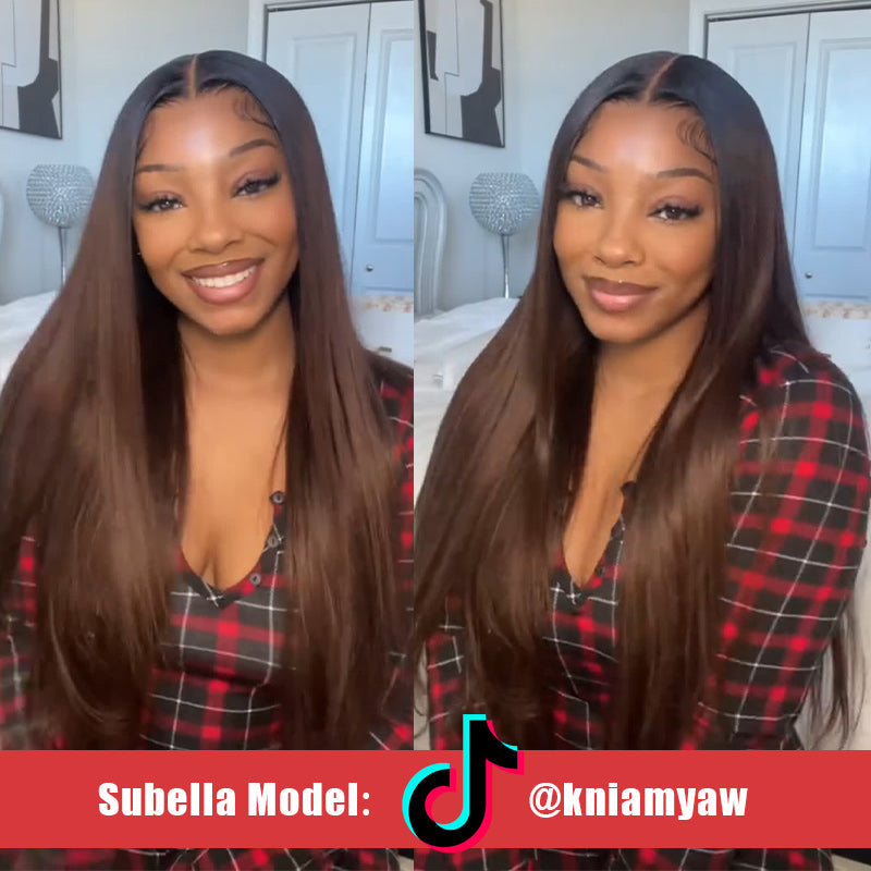 Ombre Brown Color Straight Human Hair Wigs Glueless HD Lace Wigs