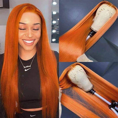 Subella Hair Ginger Color 13x4 HD Lace Front Wig Straight Colored Human Hair Wigs