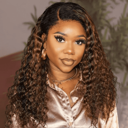 4C Curly Edge Hairline 1B/30 Ombre Color HD Lace Curly Wigs 5x5/13x4/13x6 Lace Frontal Wig