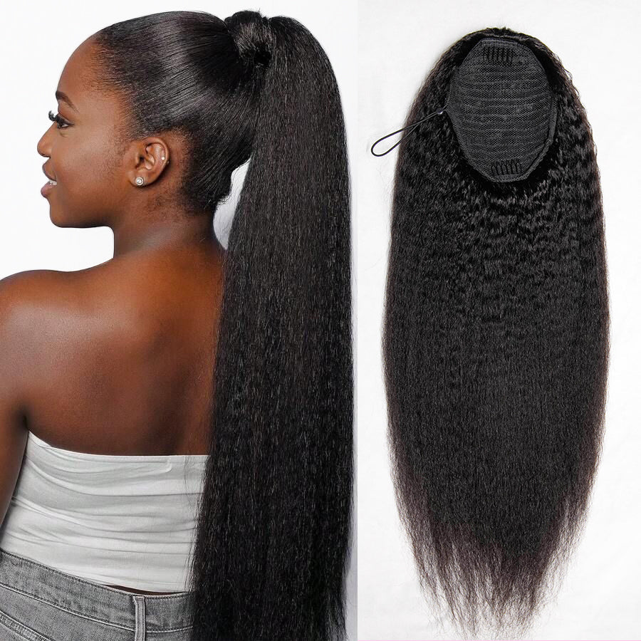Drawstring Ponytail Kinky Straight Real Human Hair Extension | BGMgirl Hair