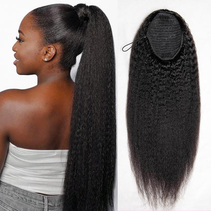 Drawstring Ponytail Kinky Straight Real Human Hair Extension | BGMgirl Hair