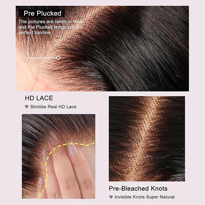 [BOGO] 13x4 HD Lace Front Wig Pre Plucked Natural Hairline Straight Human Hair Wigs for Women Special Offer