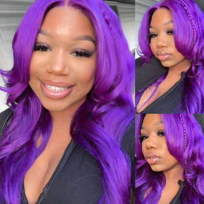 Purple Wigs 13x4 HD Transparent Lace Front Body Wave Wigs