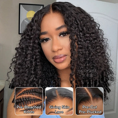13x6 Burmese Curly Draw String Wear Go Wig HD Lace Bleached Knots Glueless Wig | BGMgirl Hair