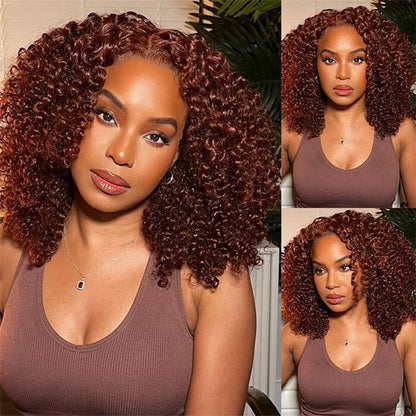 #33 Dark Auburn Color Short Reddish Brown Bob Wig 13x4/4x4 Bob Lace Frontal Wigs