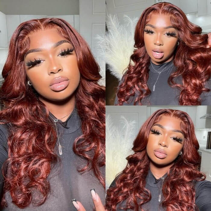 20"=$119 Subella 8x5 HD Lace Put On And Go Glueless Wigs Reddish Brown Body Wave Pre-Cut Lace Wigs Special Offer