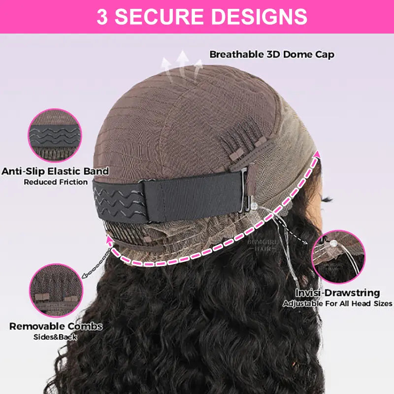 360 Lace Water Wave Invisi Draw String Wear Go Wig Pre-Bleached Pre-Cut Lace Glueless Wig | BGMgirl Hair