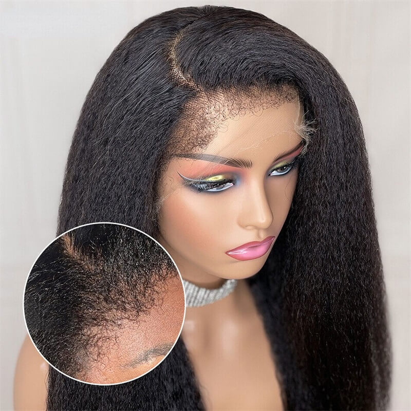 4C Edges | Kinky Straight  Wigs With Kinky Edges 13x4 HD Lace Front Wigs