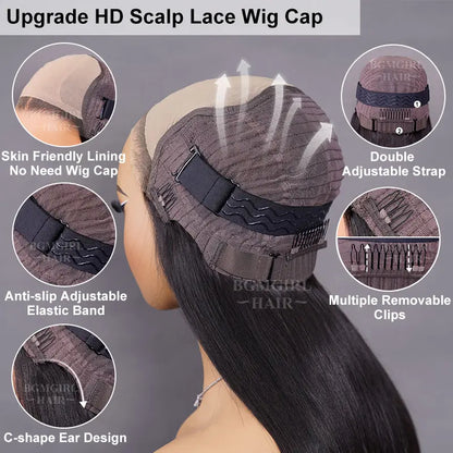 M-cap Straight 9x6 Wear Go Wig HD Lace Pre-Bleached Tiny Knots Pre-Plucked Natural Hairline Glueless Wig | BGMgirl Hair