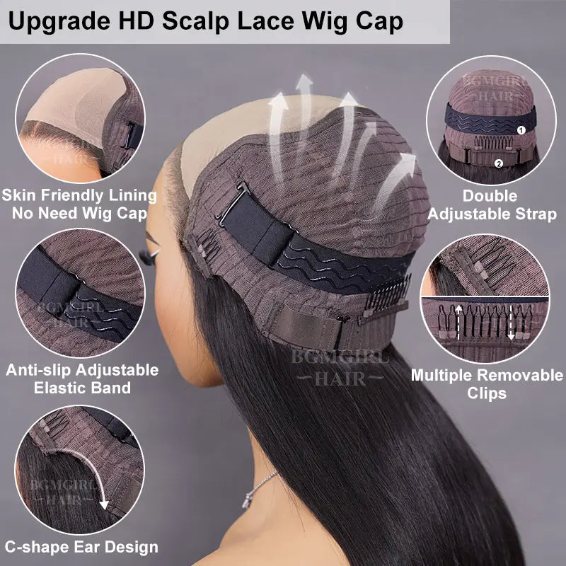 M-cap Kinky Straight / Yaki Straight 9x6 Wear Go Wig HD Lace Pre-Bleached Tiny Knots Glueless Wig | BGMgirl Hair