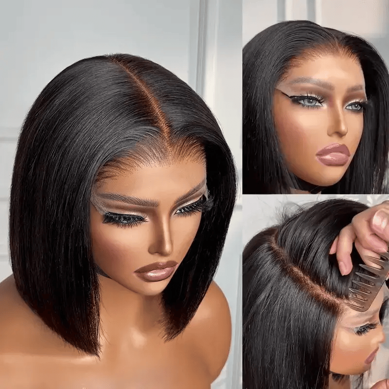 [$149 = 2 Wigs] 220% Density 8x5 Pre Cut HD Lace Blunt Cut Straight & Highlight Body Wave Bob Wig Special Offer