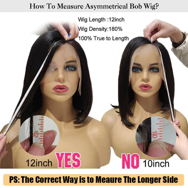 Asymmetrical Bob Wigs Deep Wave Bob Wigs HD Lace Wig with With Side Parting Short Cut Wigs