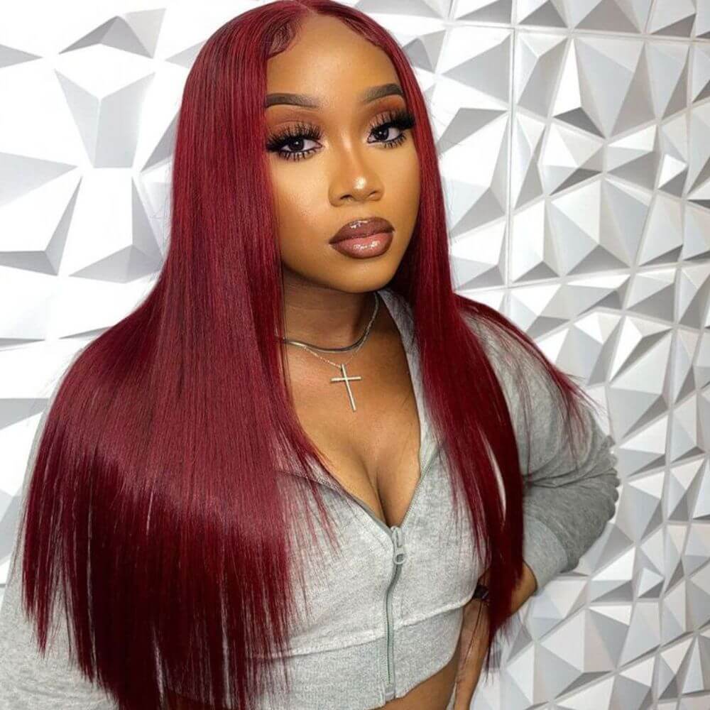 20"=$149 99J Burgundy Red Straight/Body Wave Wigs 13x4/4x4 HD Lace Front Wig Special Offer