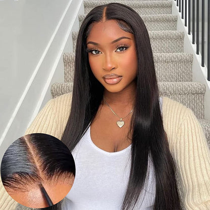 Air Wig Breathable Cap Pre Cut 4X4 HD Lace Closure Wigs Straight Human Hair Wigs