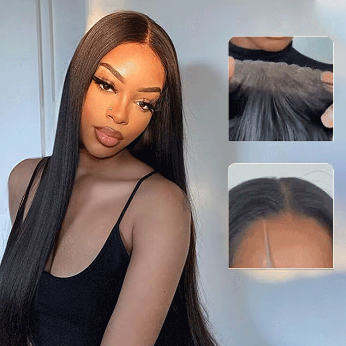 2Wigs $189 Straight Pre Cut Lace Glueless Wig + Body Wave Human Hair Wig With Bangs Special Offer