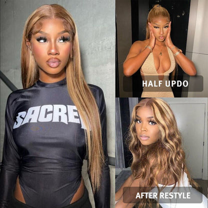 4/27 Highlight Straight Lace Front Wigs 4x4/13x4/13x6 HD Lace Front Human Hair Wigs