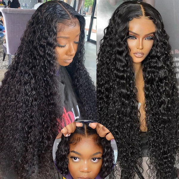 Pre Cut HD Lace Wigs 8x5 Lace Closure Wigs Curly Pre-Bleached Mini Knots Curly Human Hair Wigs