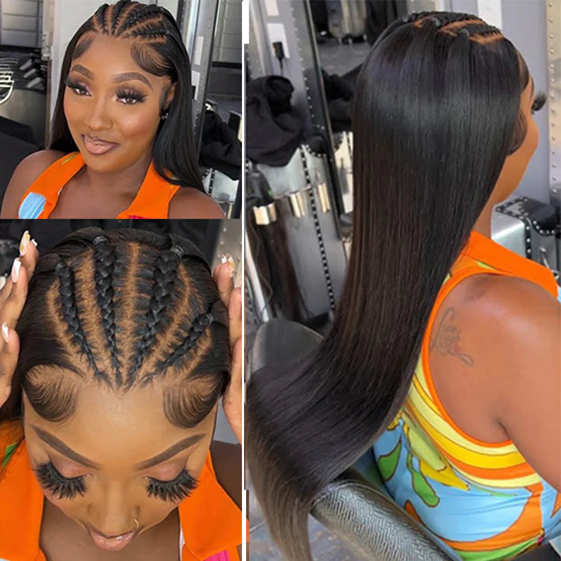 13x6 HD Full Lace Frontal Wigs Invisible HD Lace Straight Front Wigs Pre Bleached Knots Plucked Hairline