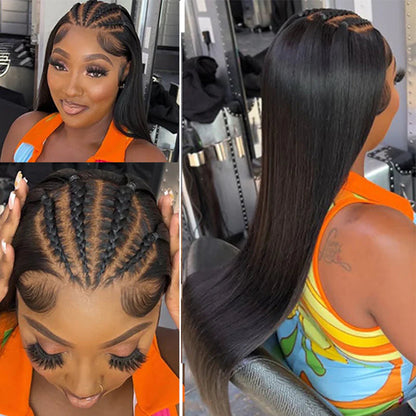 13x6 HD Full Lace Frontal Wigs Invisible HD Lace Straight Front Wigs Pre Bleached Knots Plucked Hairline