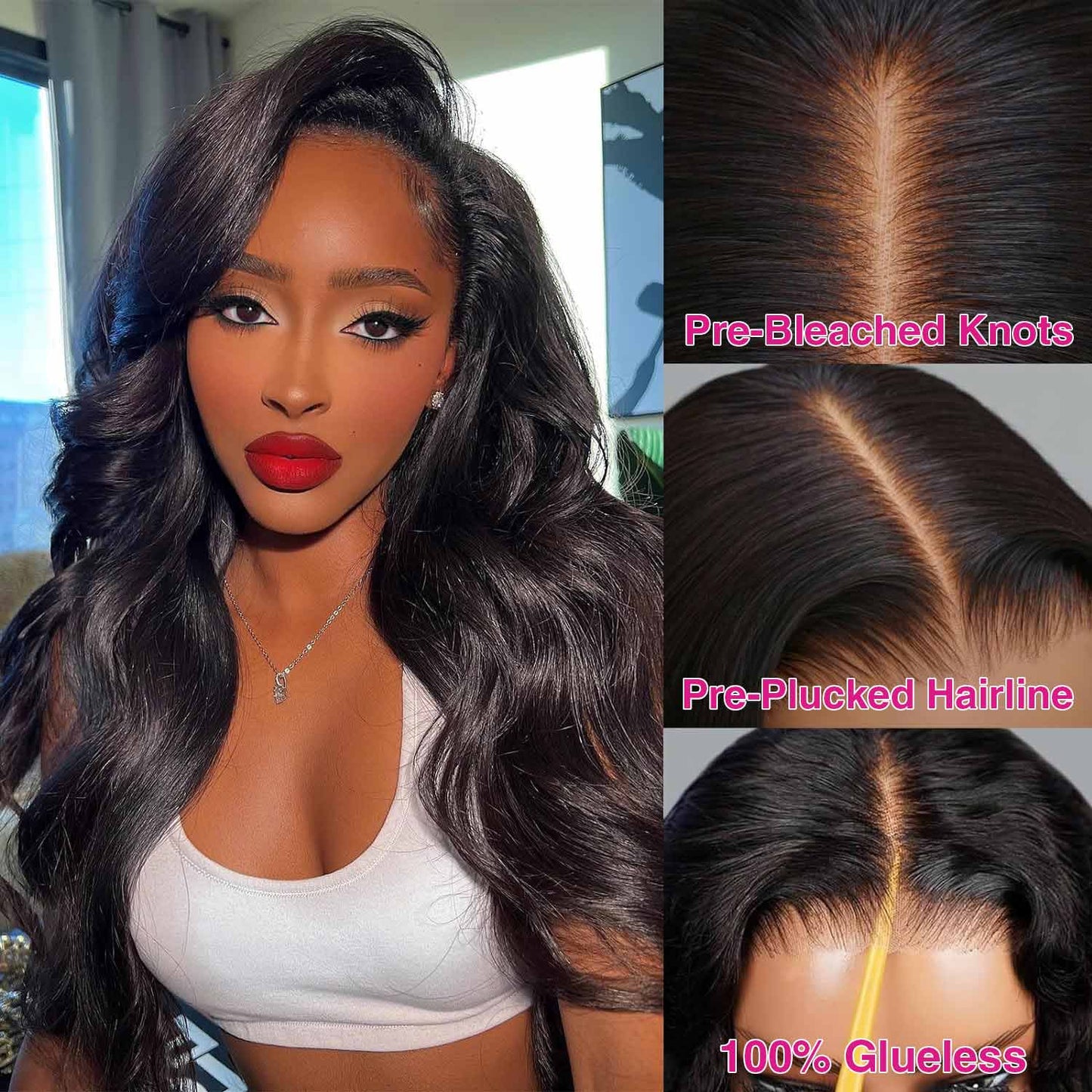 Subella Hair Ready and Go Glueless Wigs Pre Cut 8x5 HD Lace Body Wave Wig Undetectable Lace Closure Pre Bleached Knots Human Hair Wigs