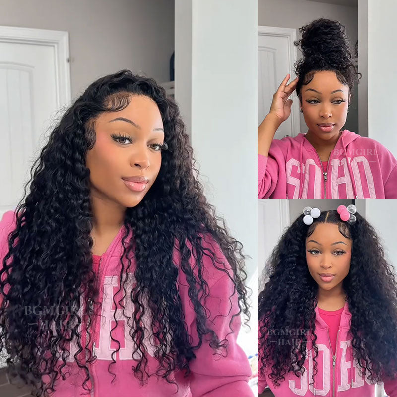 360 Lace Water Wave Invisi Draw String Wear Go Wig Pre-Bleached Pre-Cut Lace Glueless Wig | BGMgirl Hair