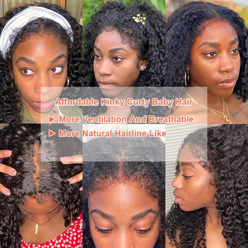 4C Hairline Wigs Kinky Curly Wigs 13x4/ 4x4/ 5x5 HD Lace Front Wig With Curly Baby Hair Realistic Hairline