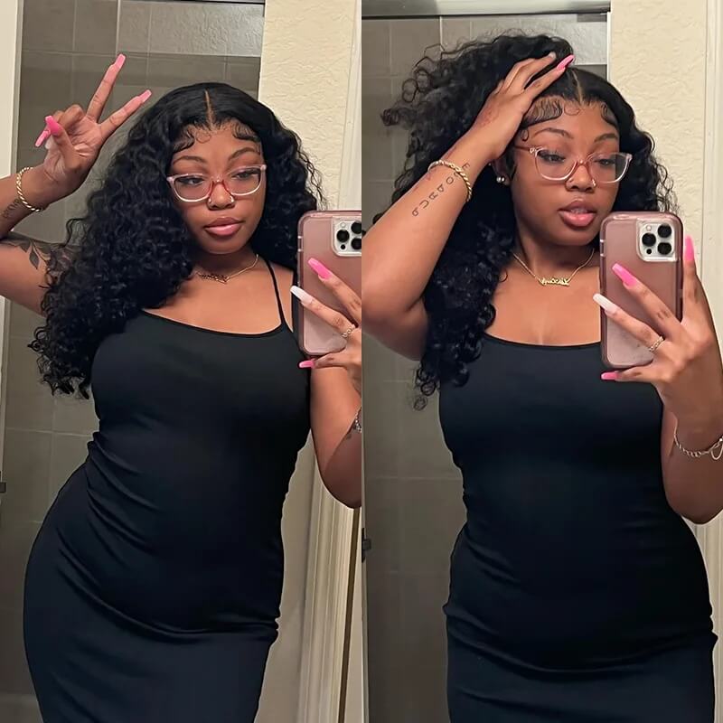 4C Edges | Water Wave Kinky Edges Free Parting 13x4 Undetectable Lace Front Wig