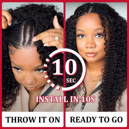 Glueless V Part Kinky Curly Wig No Leave Out Affordable Human Hair Wig Beginner Friendly