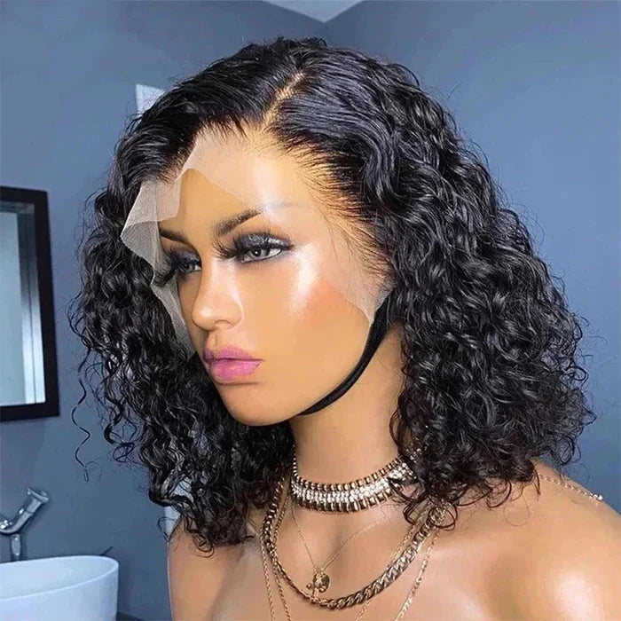 Water Wave HD Lace Front Bob Wigs Pre Plucked Human Hair Lace Wigs
