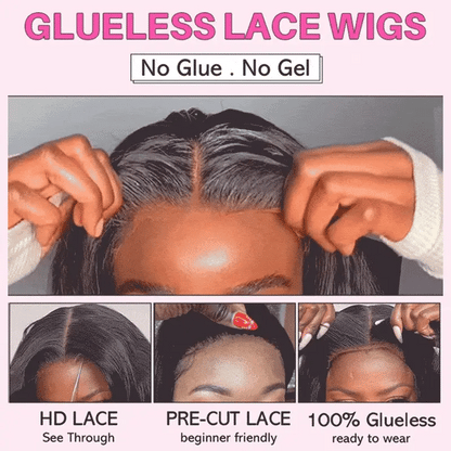 7X5 Pre Cut HD Lace Closure Wigs Deep Part Glueless Straight Human Hair Wigs Put On And Go