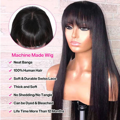 Buy 1 Get 1 Free Straight Wigs With Bangs + Water Wave Headband Wig Special Offer