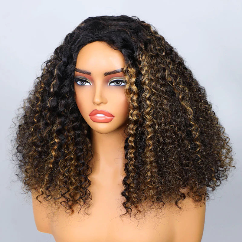 Balayage Highlight Ombre Brown Water Wave 3 In 1 Half Wig Drawstring Wear Go Wig Human Hair BGMgirl Hair