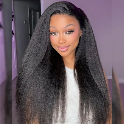 360 Lace Kinky Straight Invisi Draw String Wear Go Wig Pre-Bleached Pre-Cut Lace Glueless Wig | BGMgirl Hair