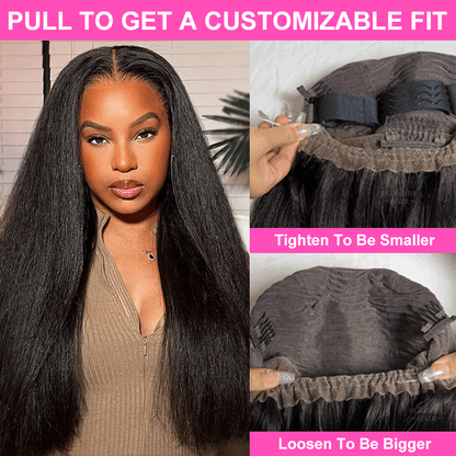 360 Lace Kinky Straight Invisi Draw String Wear Go Wig Pre-Bleached Pre-Cut Lace Glueless Wig | BGMgirl Hair